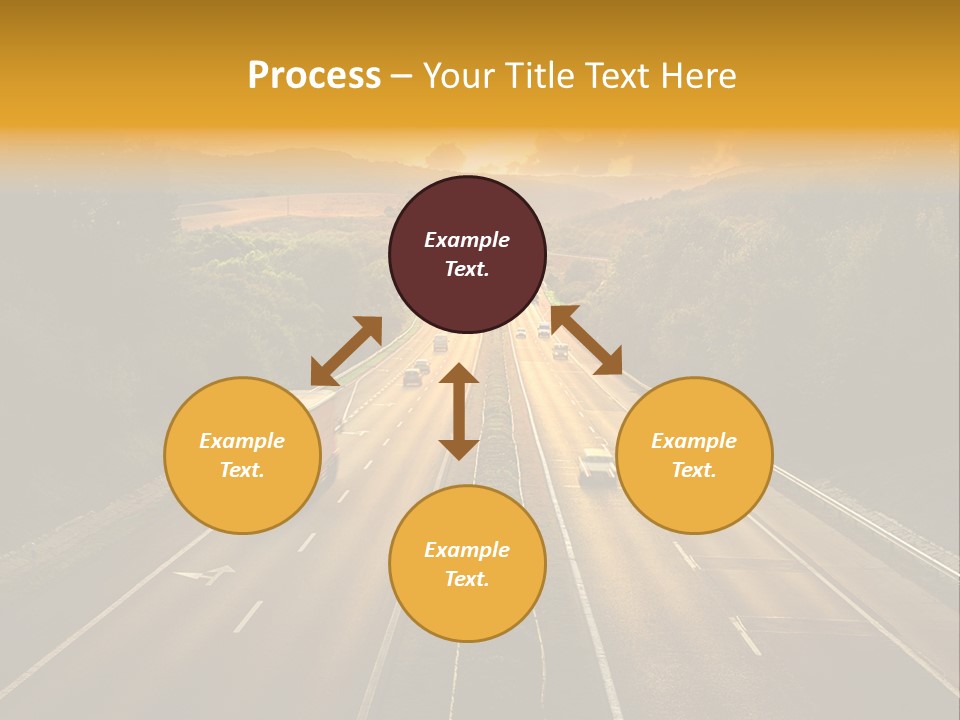 A Highway With Cars Driving Down It At Sunset PowerPoint Template