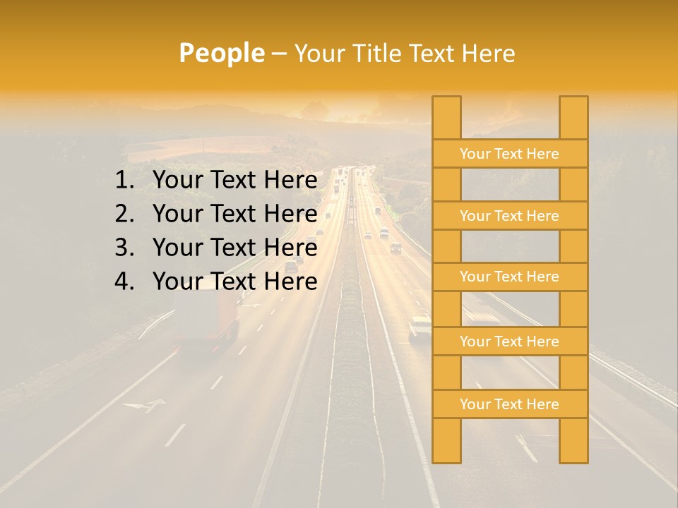 A Highway With Cars Driving Down It At Sunset PowerPoint Template