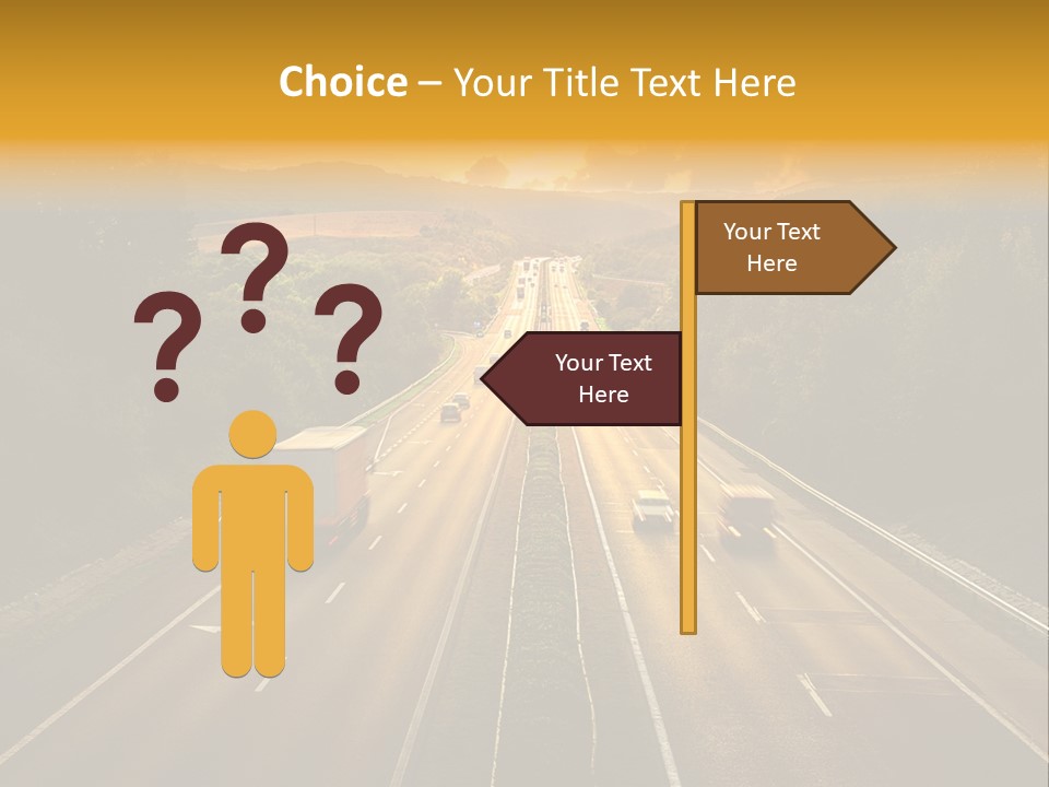 A Highway With Cars Driving Down It At Sunset PowerPoint Template