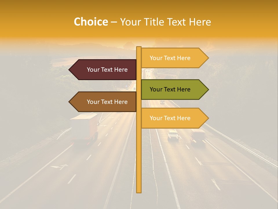 A Highway With Cars Driving Down It At Sunset PowerPoint Template