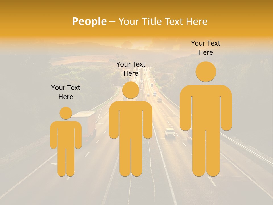 A Highway With Cars Driving Down It At Sunset PowerPoint Template
