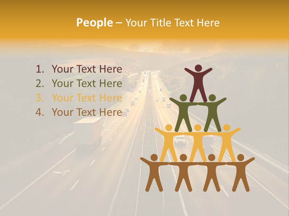 A Highway With Cars Driving Down It At Sunset PowerPoint Template