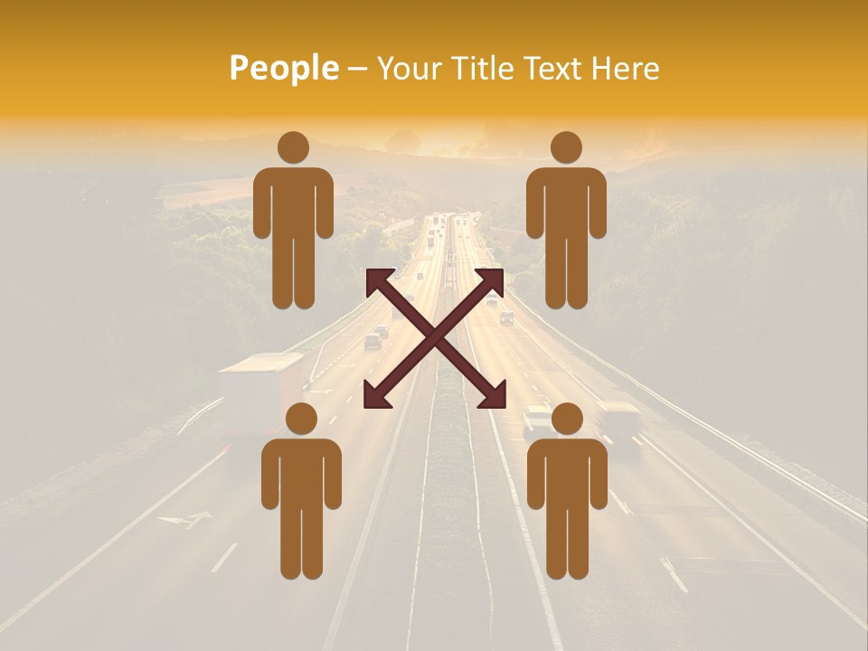A Highway With Cars Driving Down It At Sunset PowerPoint Template