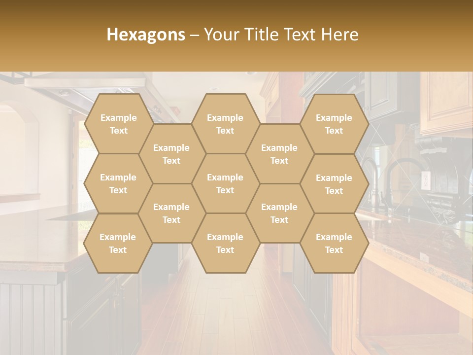 A Large Kitchen With A Center Island In The Middle Of It PowerPoint Template