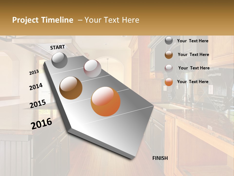 A Large Kitchen With A Center Island In The Middle Of It PowerPoint Template