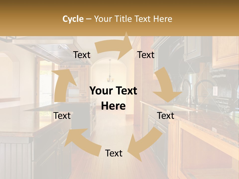 A Large Kitchen With A Center Island In The Middle Of It PowerPoint Template