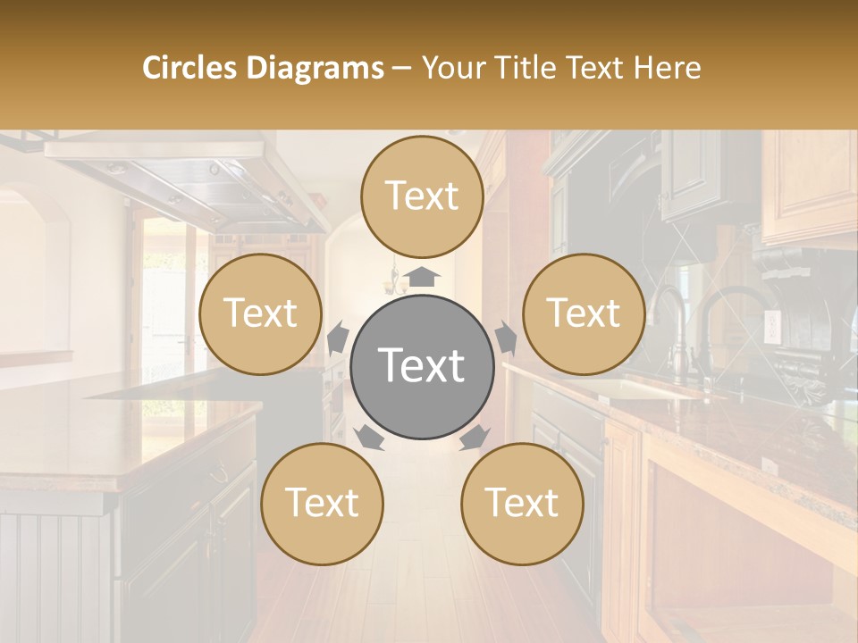 A Large Kitchen With A Center Island In The Middle Of It PowerPoint Template