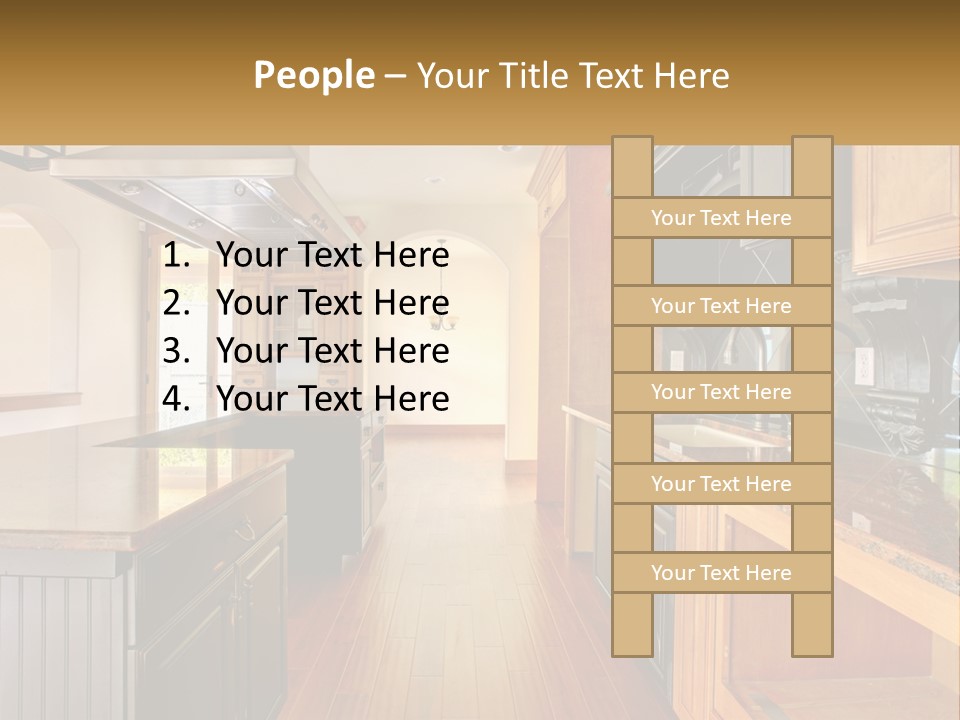 A Large Kitchen With A Center Island In The Middle Of It PowerPoint Template