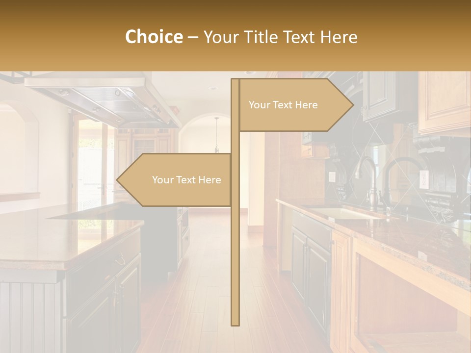 A Large Kitchen With A Center Island In The Middle Of It PowerPoint Template