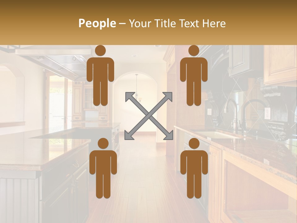A Large Kitchen With A Center Island In The Middle Of It PowerPoint Template