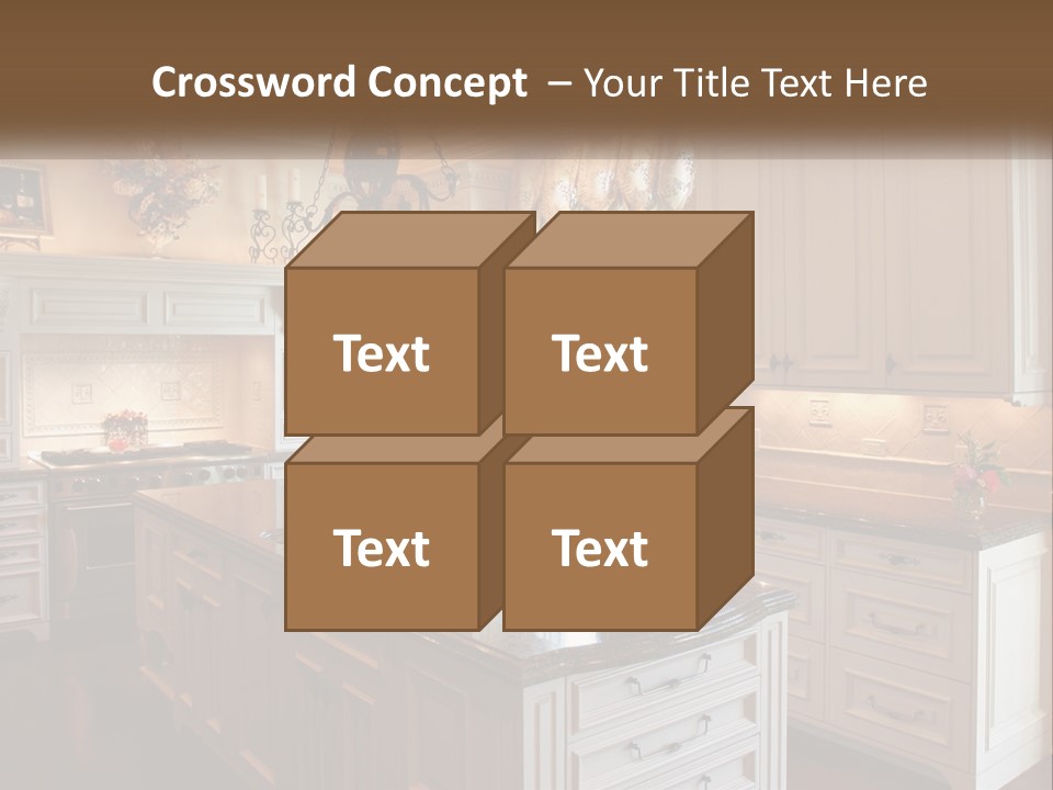 A Large Kitchen With A Center Island With A Vase Of Flowers On It PowerPoint Template