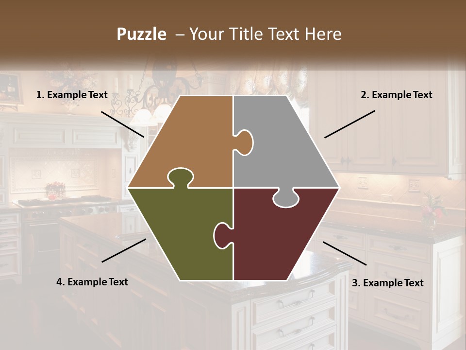 A Large Kitchen With A Center Island With A Vase Of Flowers On It PowerPoint Template