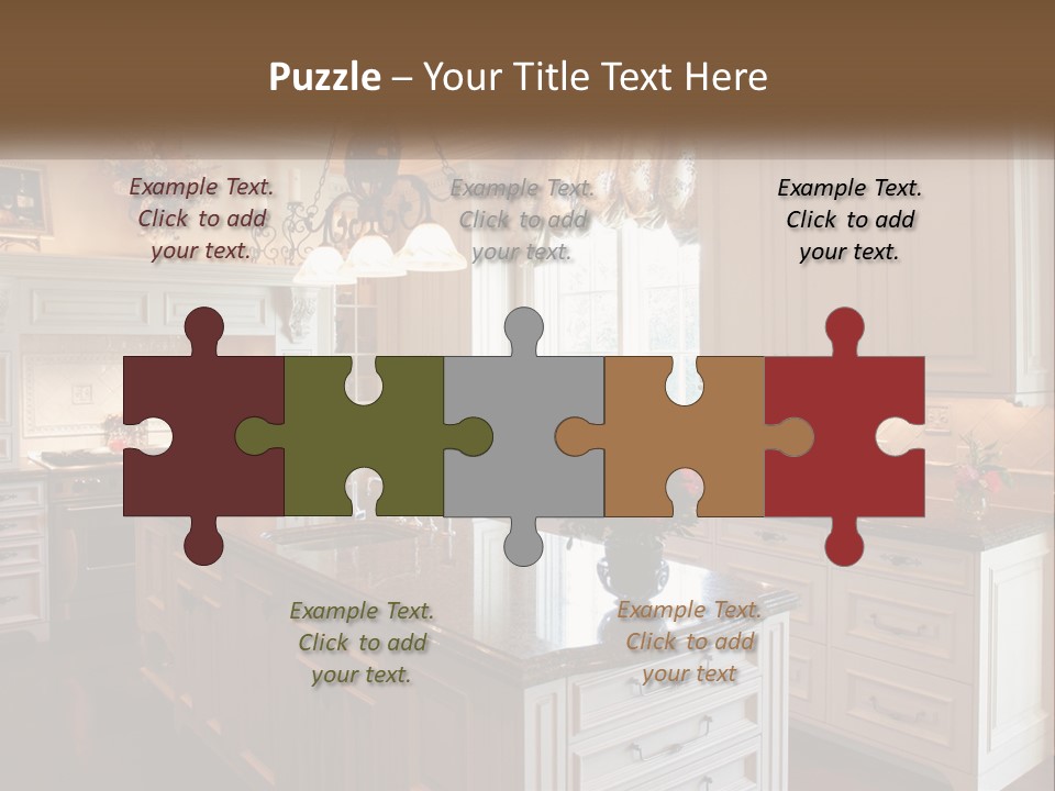 A Large Kitchen With A Center Island With A Vase Of Flowers On It PowerPoint Template