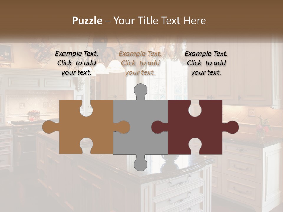 A Large Kitchen With A Center Island With A Vase Of Flowers On It PowerPoint Template