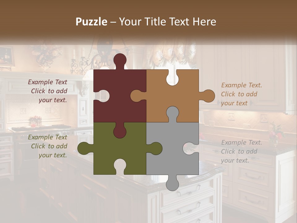 A Large Kitchen With A Center Island With A Vase Of Flowers On It PowerPoint Template