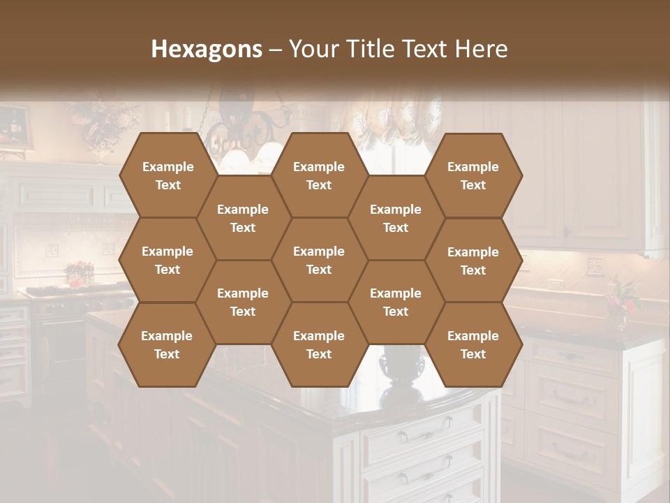 A Large Kitchen With A Center Island With A Vase Of Flowers On It PowerPoint Template