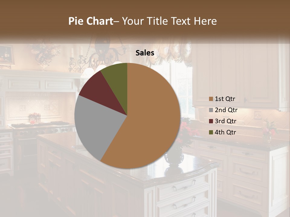A Large Kitchen With A Center Island With A Vase Of Flowers On It PowerPoint Template