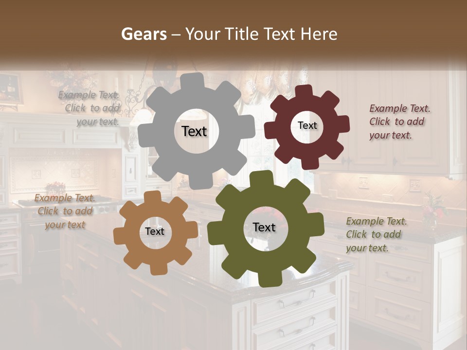 A Large Kitchen With A Center Island With A Vase Of Flowers On It PowerPoint Template