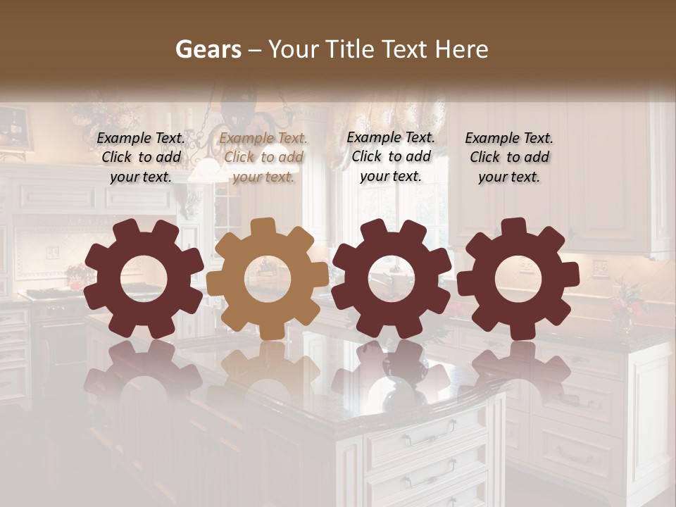 A Large Kitchen With A Center Island With A Vase Of Flowers On It PowerPoint Template