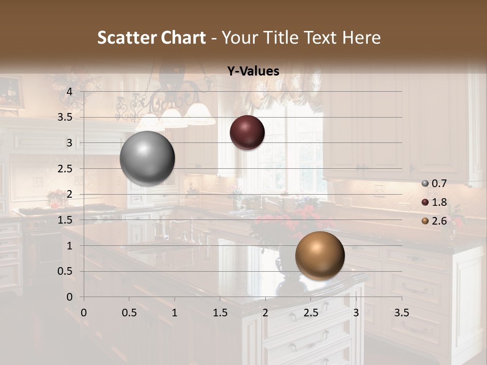 A Large Kitchen With A Center Island With A Vase Of Flowers On It PowerPoint Template