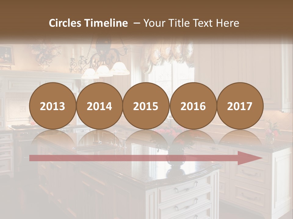 A Large Kitchen With A Center Island With A Vase Of Flowers On It PowerPoint Template