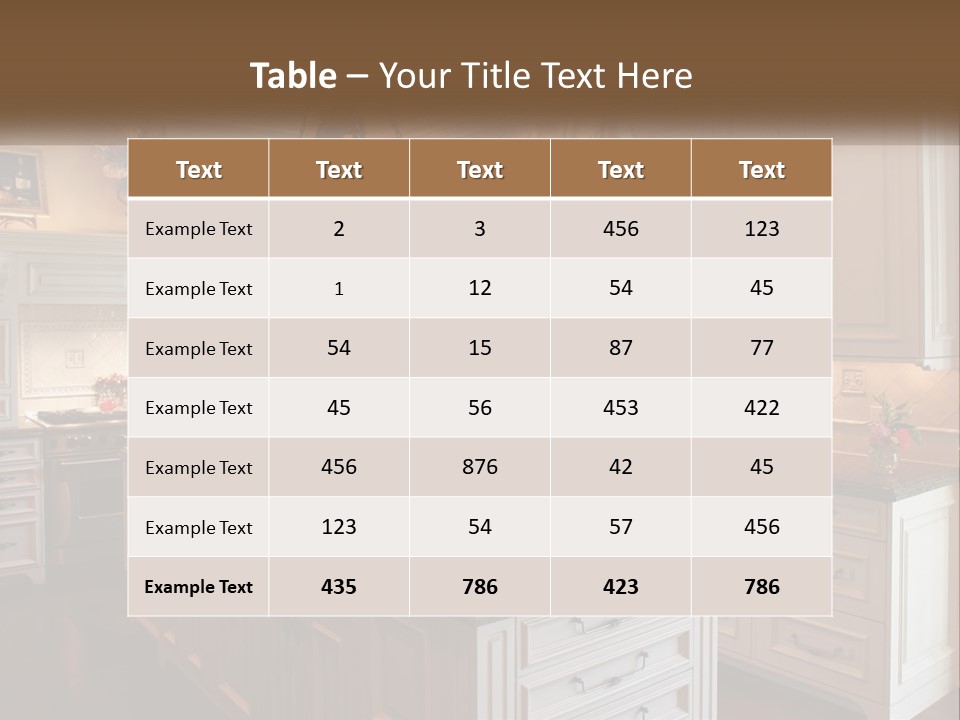 A Large Kitchen With A Center Island With A Vase Of Flowers On It PowerPoint Template