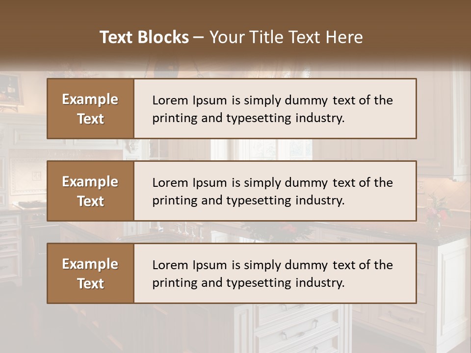 A Large Kitchen With A Center Island With A Vase Of Flowers On It PowerPoint Template