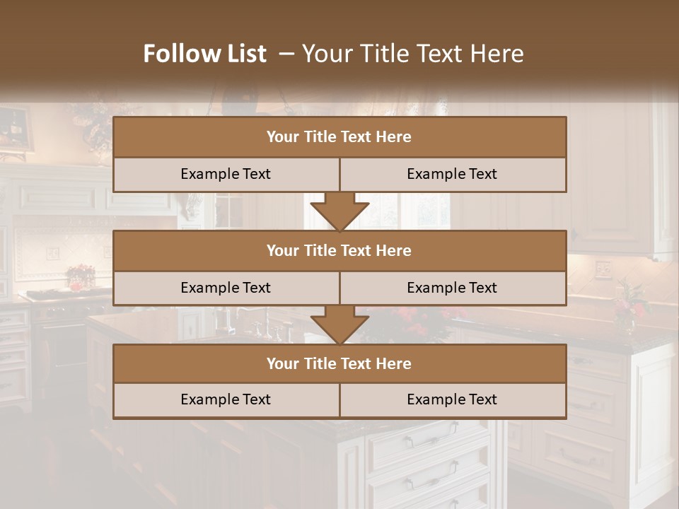 A Large Kitchen With A Center Island With A Vase Of Flowers On It PowerPoint Template