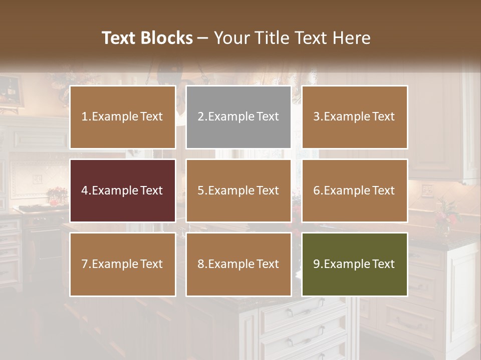 A Large Kitchen With A Center Island With A Vase Of Flowers On It PowerPoint Template