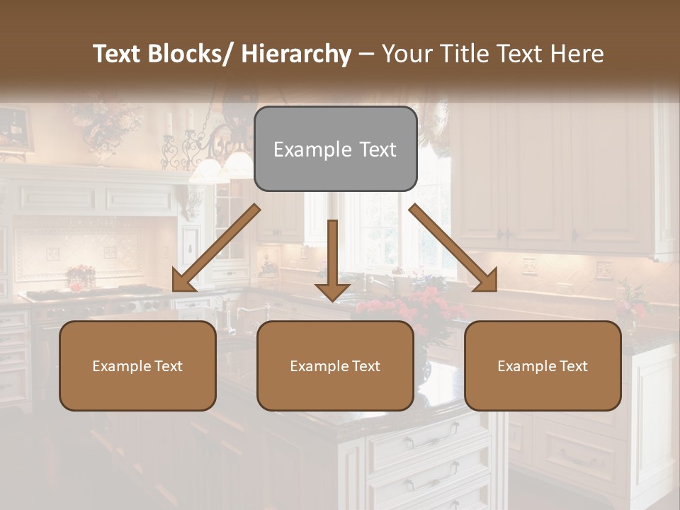 A Large Kitchen With A Center Island With A Vase Of Flowers On It PowerPoint Template
