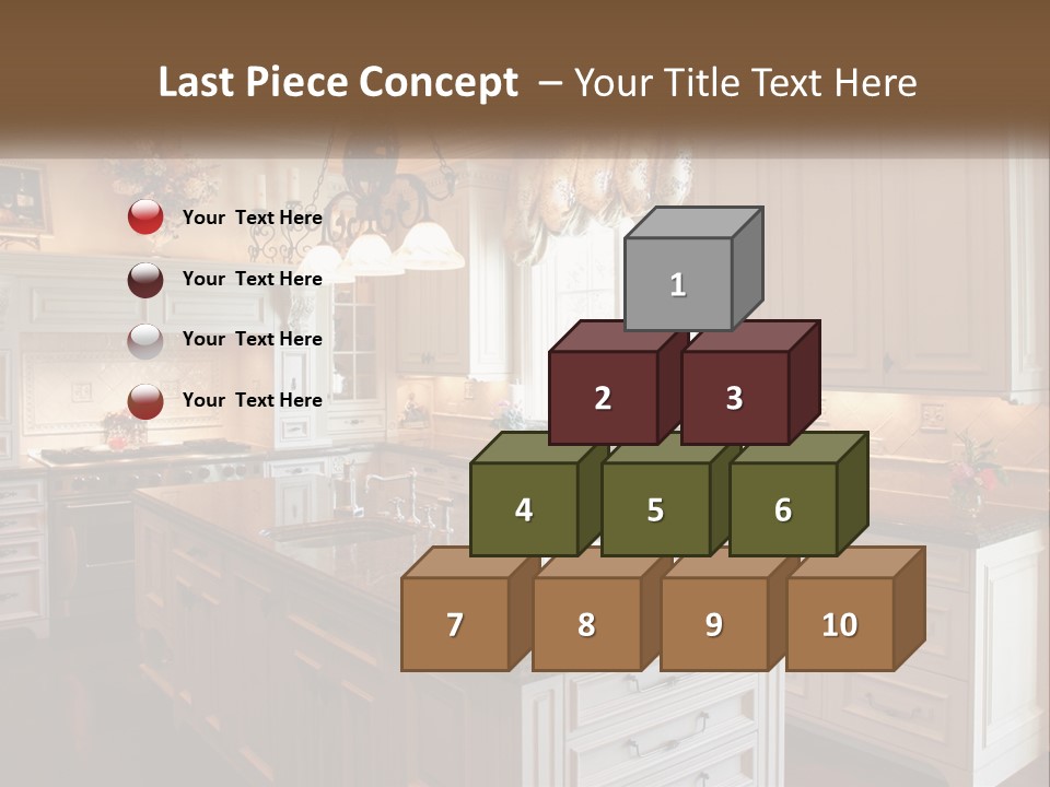 A Large Kitchen With A Center Island With A Vase Of Flowers On It PowerPoint Template