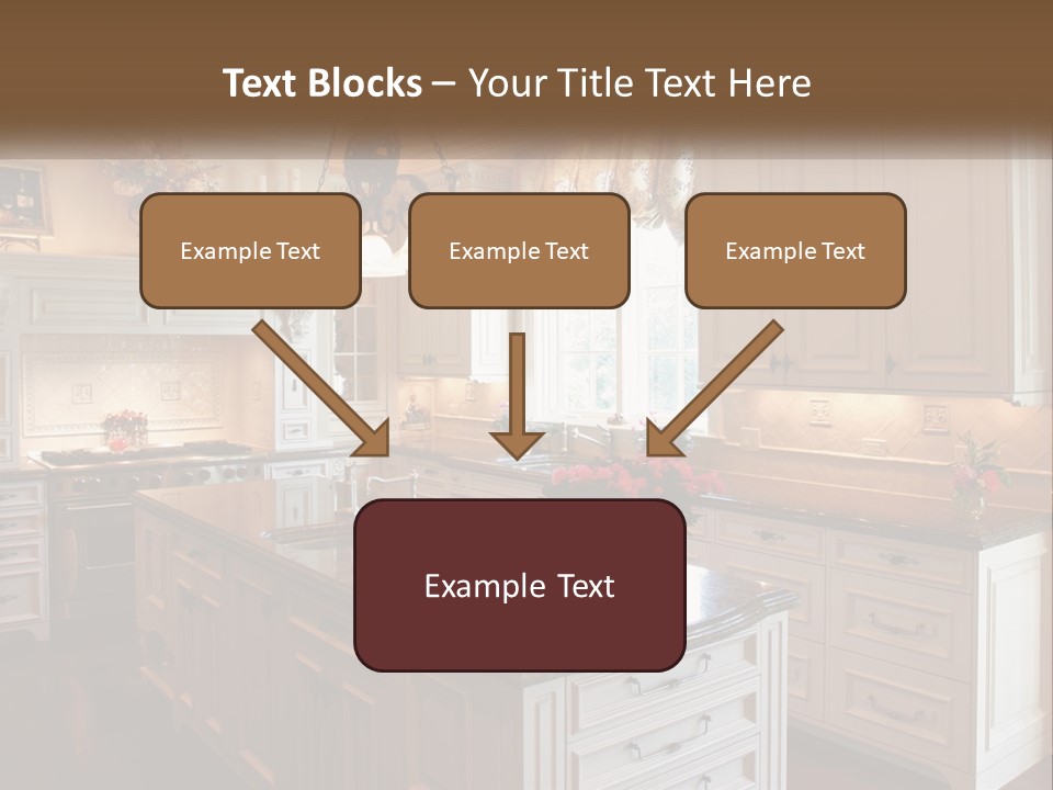 A Large Kitchen With A Center Island With A Vase Of Flowers On It PowerPoint Template