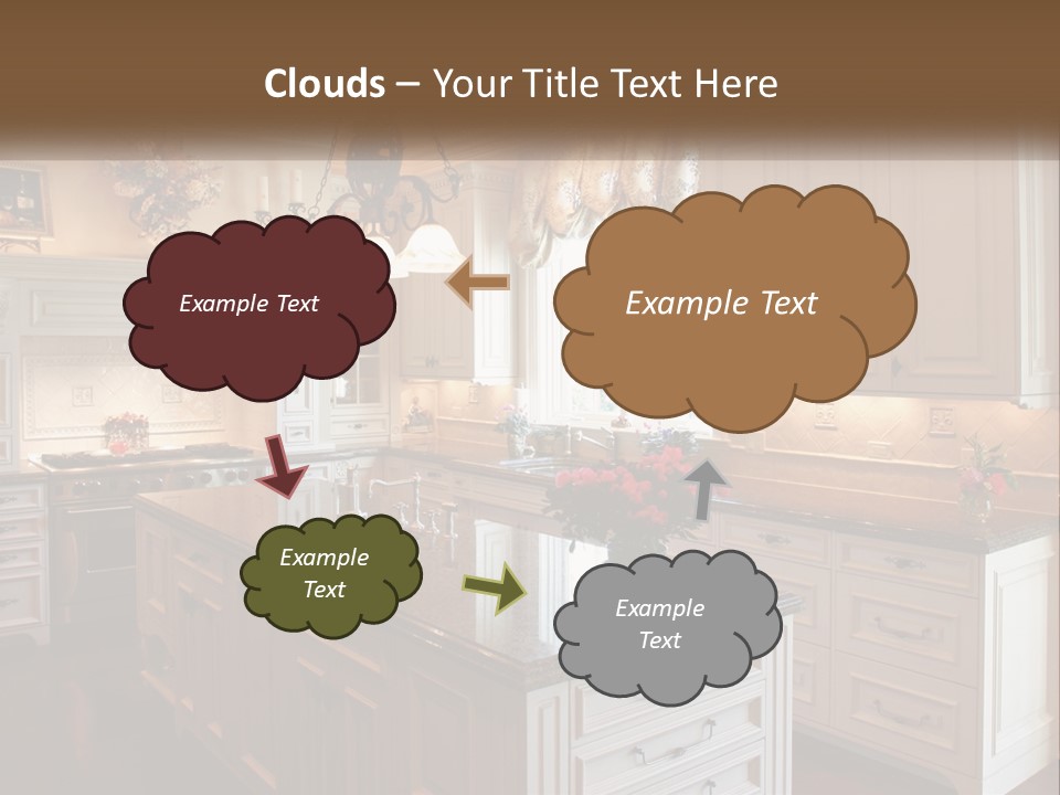 A Large Kitchen With A Center Island With A Vase Of Flowers On It PowerPoint Template