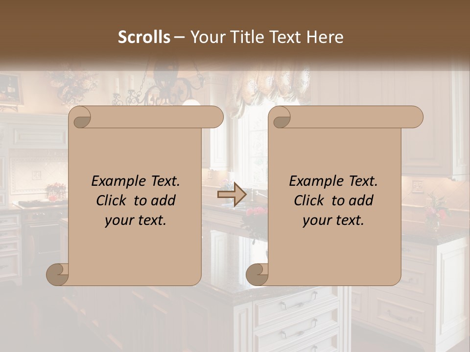 A Large Kitchen With A Center Island With A Vase Of Flowers On It PowerPoint Template