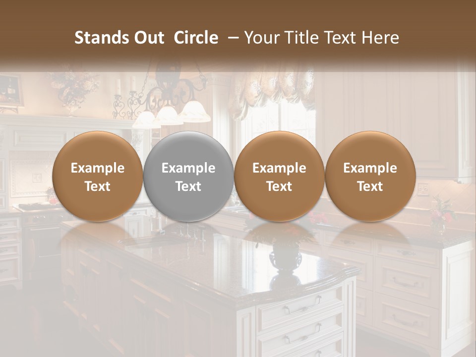 A Large Kitchen With A Center Island With A Vase Of Flowers On It PowerPoint Template