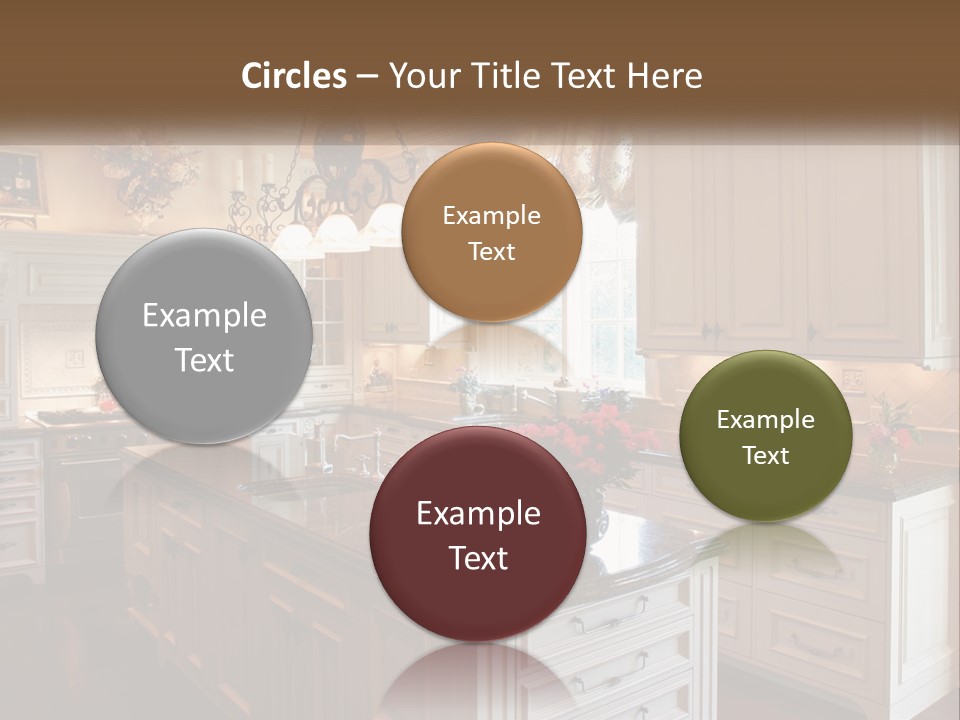 A Large Kitchen With A Center Island With A Vase Of Flowers On It PowerPoint Template