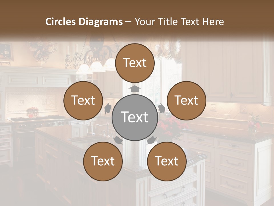 A Large Kitchen With A Center Island With A Vase Of Flowers On It PowerPoint Template