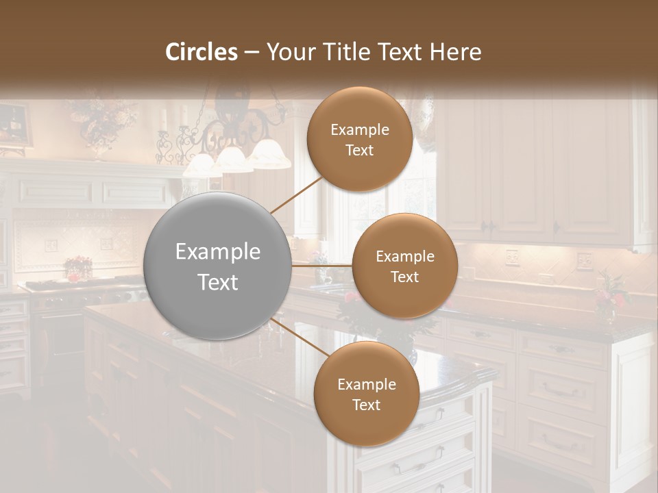 A Large Kitchen With A Center Island With A Vase Of Flowers On It PowerPoint Template