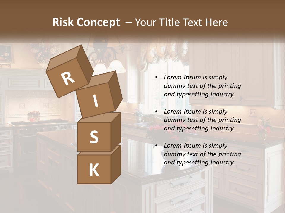 A Large Kitchen With A Center Island With A Vase Of Flowers On It PowerPoint Template