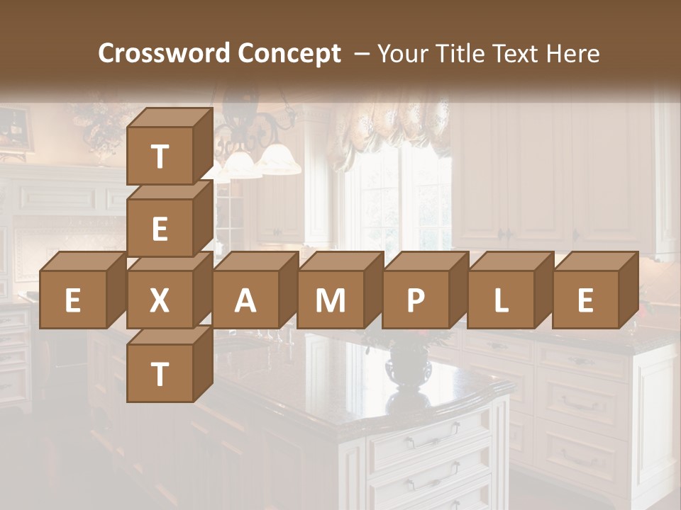 A Large Kitchen With A Center Island With A Vase Of Flowers On It PowerPoint Template