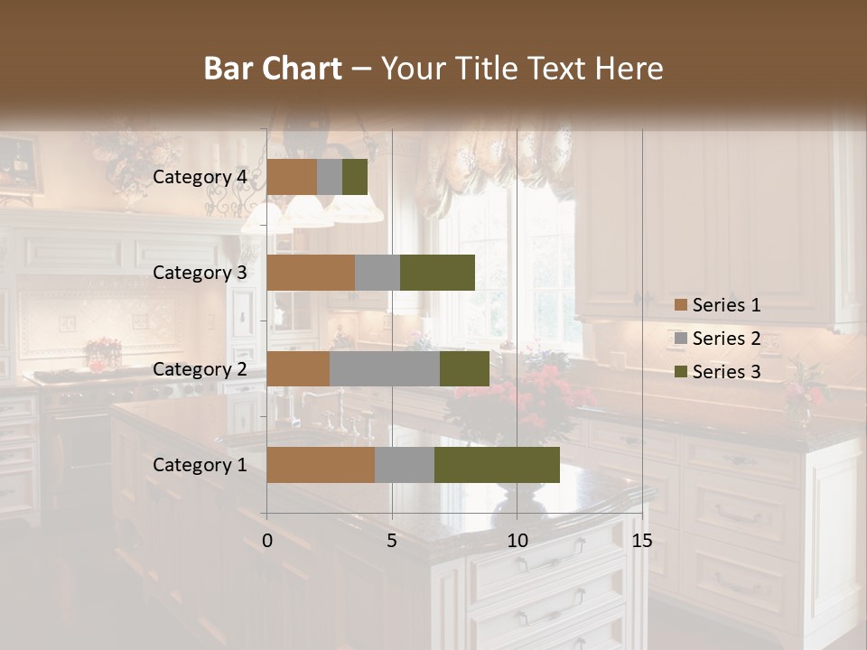 A Large Kitchen With A Center Island With A Vase Of Flowers On It PowerPoint Template