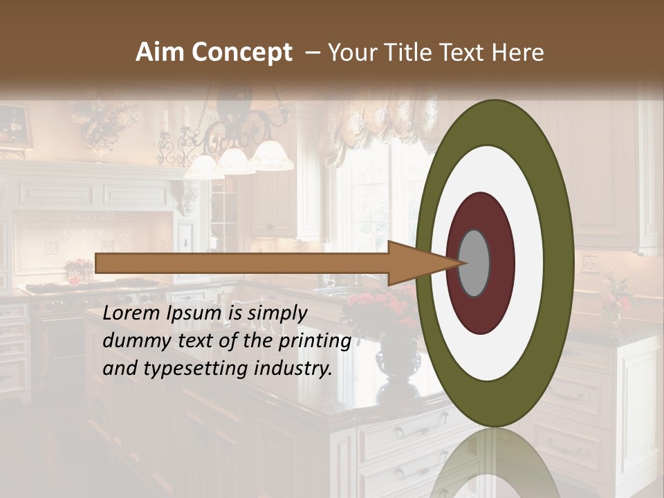 A Large Kitchen With A Center Island With A Vase Of Flowers On It PowerPoint Template