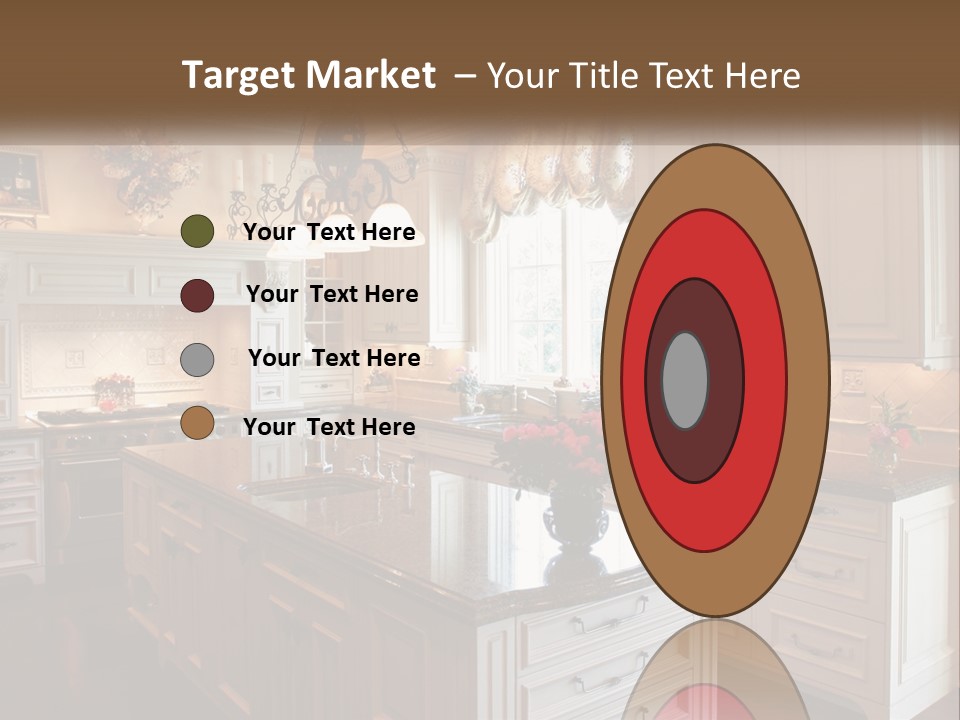 A Large Kitchen With A Center Island With A Vase Of Flowers On It PowerPoint Template