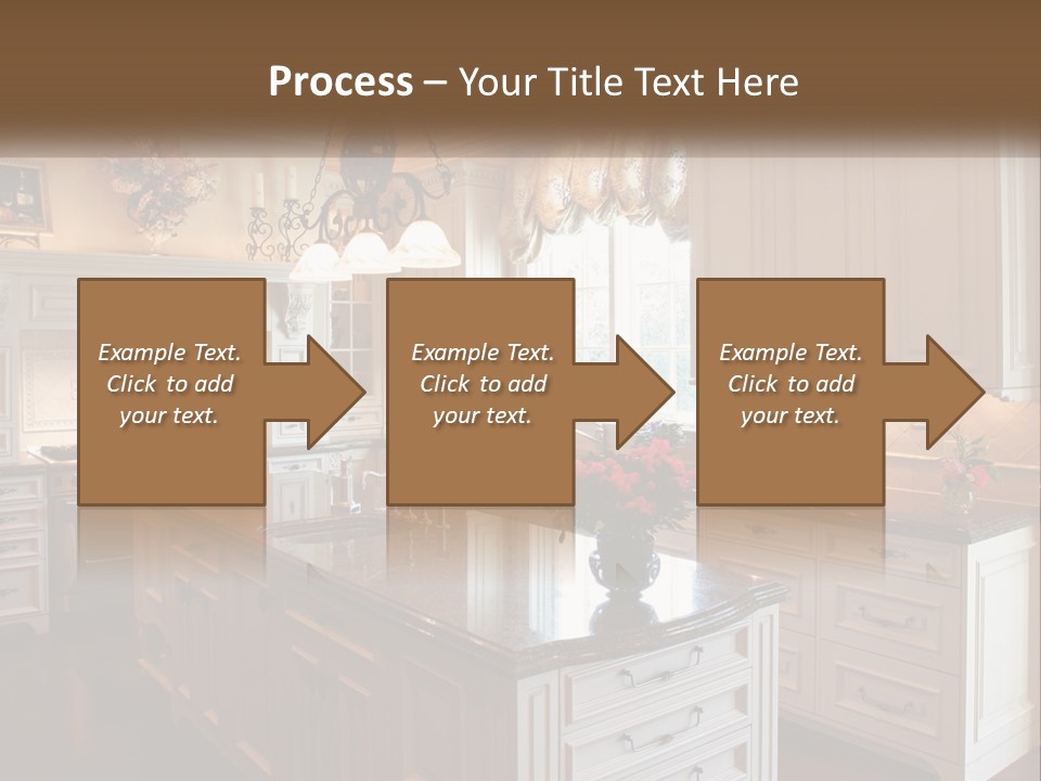 A Large Kitchen With A Center Island With A Vase Of Flowers On It PowerPoint Template