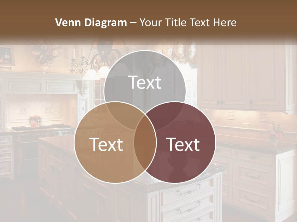 A Large Kitchen With A Center Island With A Vase Of Flowers On It PowerPoint Template