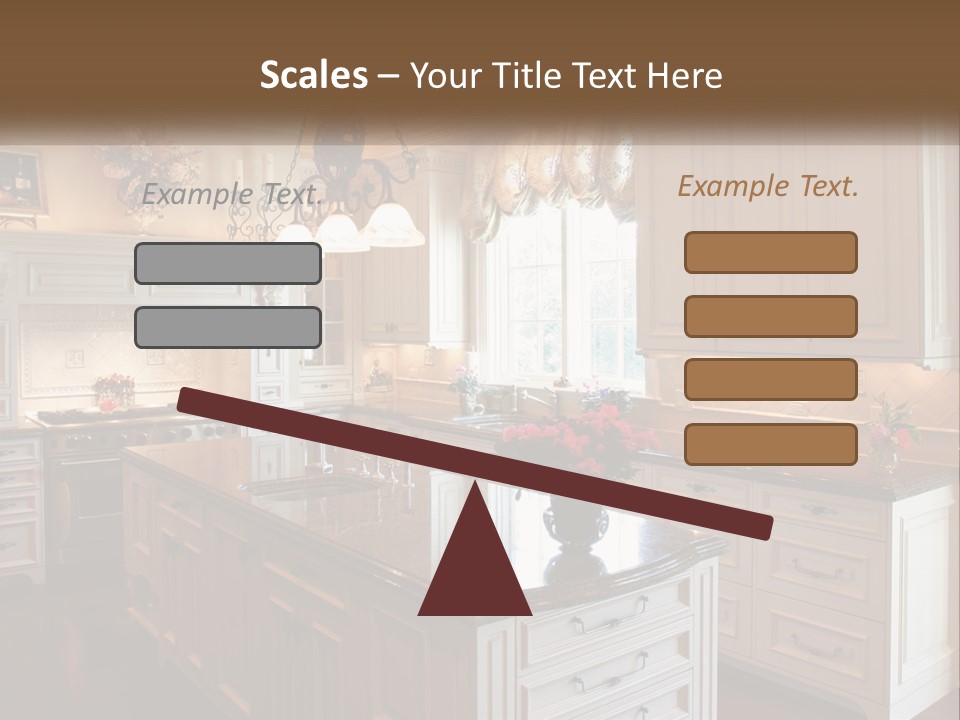 A Large Kitchen With A Center Island With A Vase Of Flowers On It PowerPoint Template