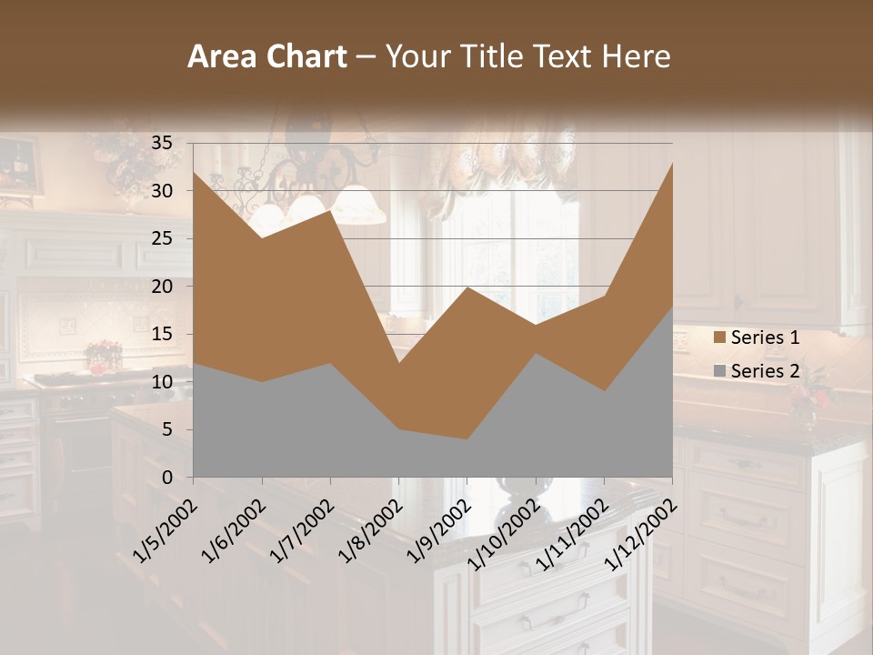 A Large Kitchen With A Center Island With A Vase Of Flowers On It PowerPoint Template