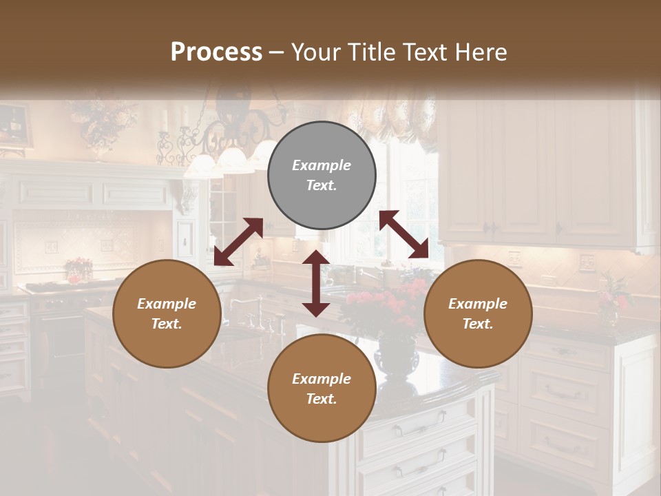 A Large Kitchen With A Center Island With A Vase Of Flowers On It PowerPoint Template