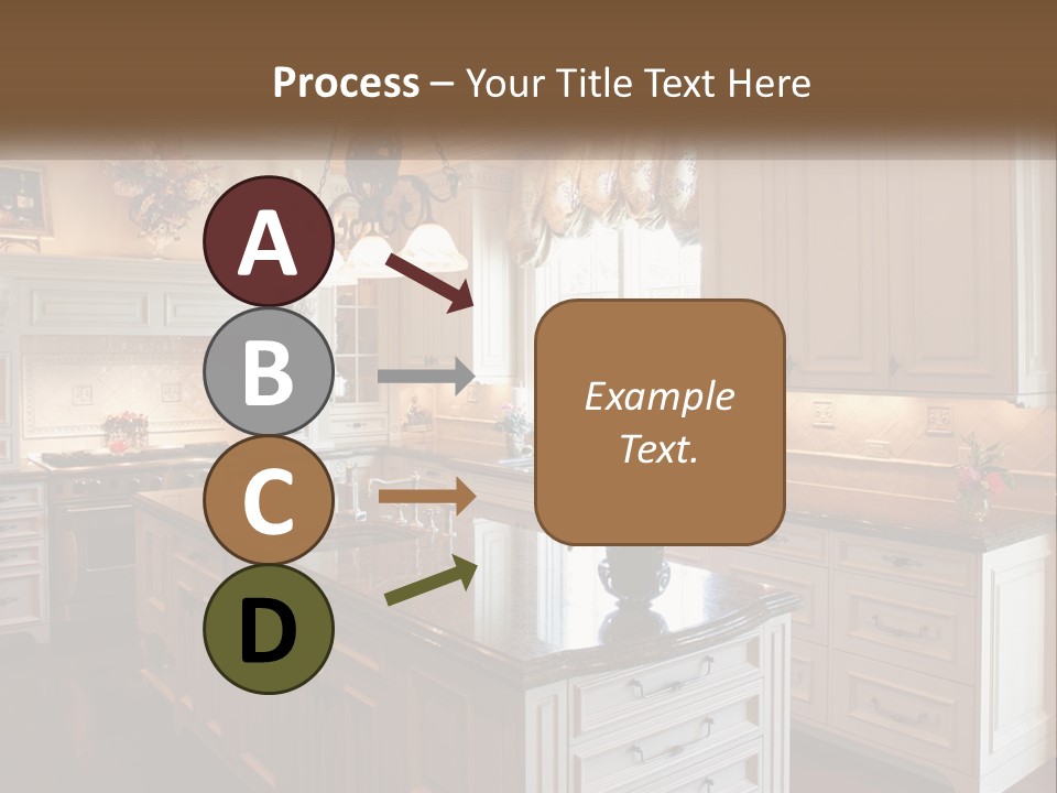 A Large Kitchen With A Center Island With A Vase Of Flowers On It PowerPoint Template
