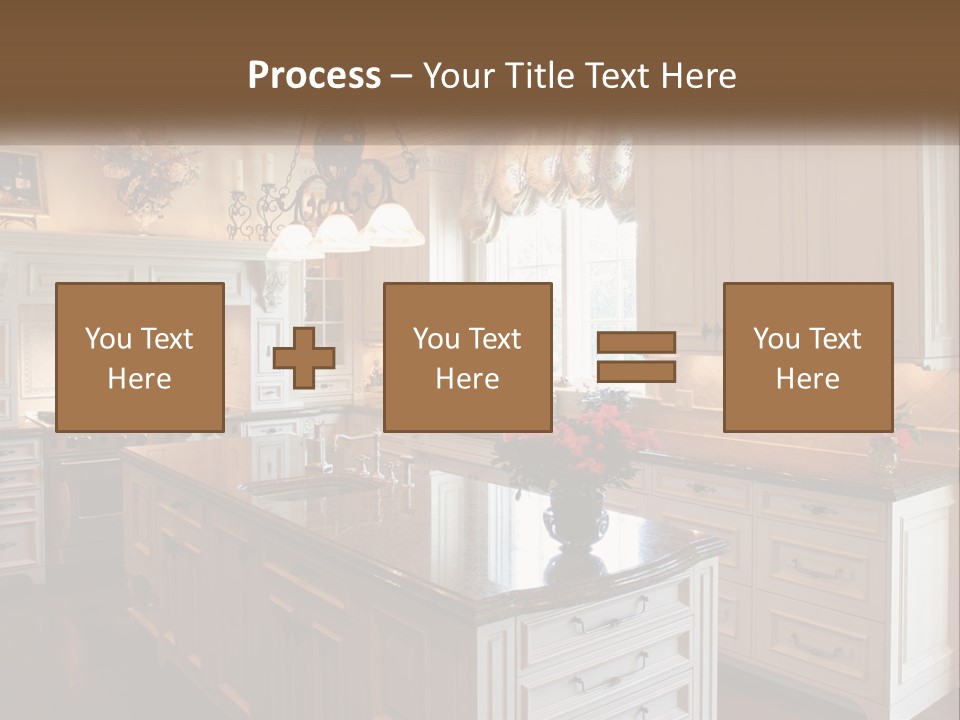 A Large Kitchen With A Center Island With A Vase Of Flowers On It PowerPoint Template